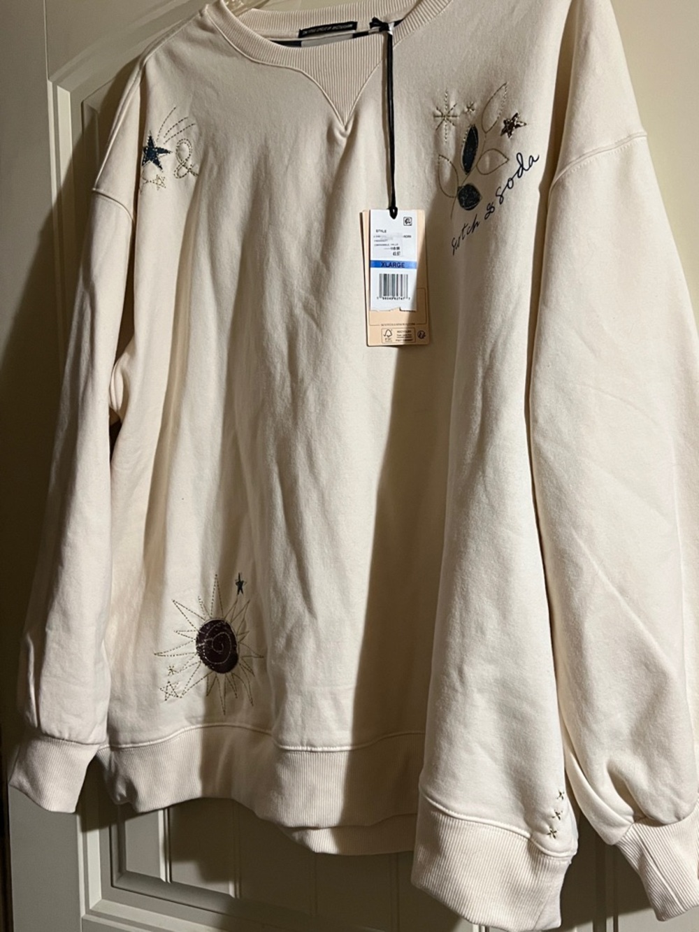 Scotch & Soda Cream Embroidered Sweatshirt